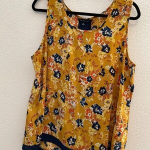 Flowy Colorful Sleeveless Top Size XL Floral Feminine